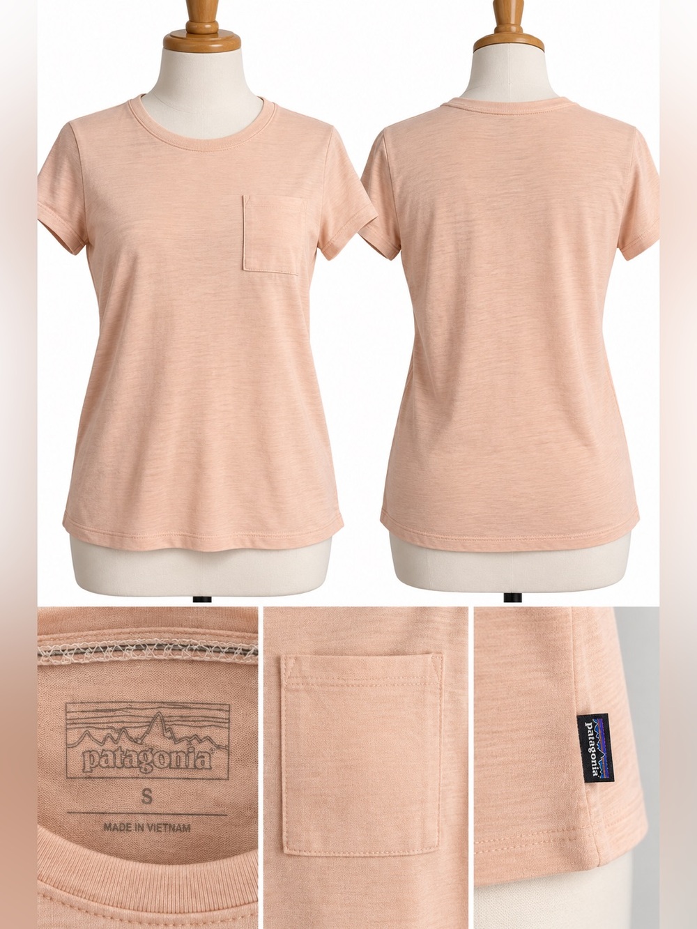 Patagonia Medium Mainstay Tee Women’s Peach Pink Pocket T-Shirt Organic Cotton